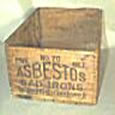 asbestos sign on a wooden box