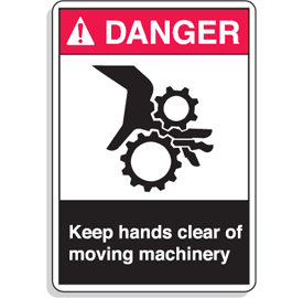 danger at work sign cogs