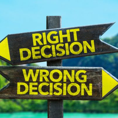 Right decision Wrong decision written